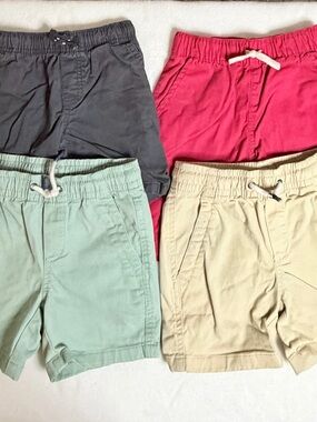 GAP Four-Pack Kids Drawstring Shorts in Black, Red, Mint, Khaki